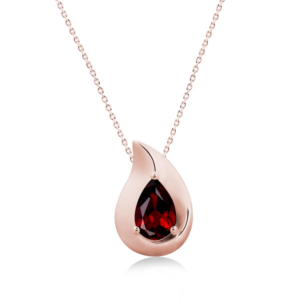 Simple Teardrop Garnet Pendant - LUO Jewelry #metal_18k rose gold