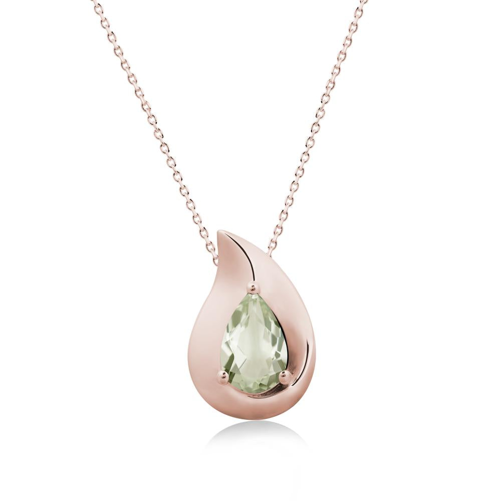 Simple Teardrop Green Amethyst Necklace - LUO Jewelry #metal_14k rose gold