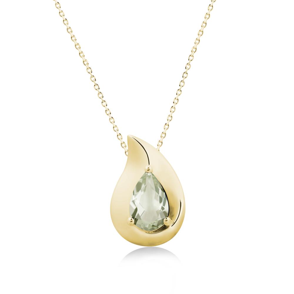 Simple Teardrop Green Amethyst Necklace - LUO Jewelry #metal_18k yellow gold