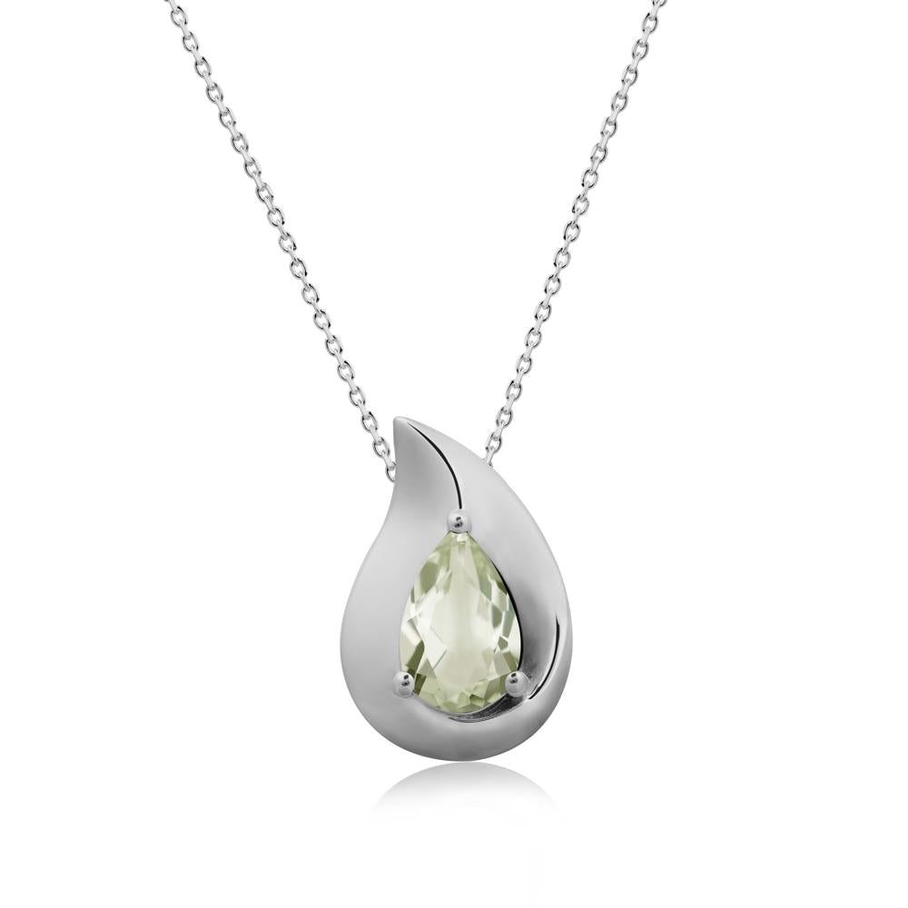 Simple Teardrop Green Amethyst Necklace - LUO Jewelry #metal_platinum
