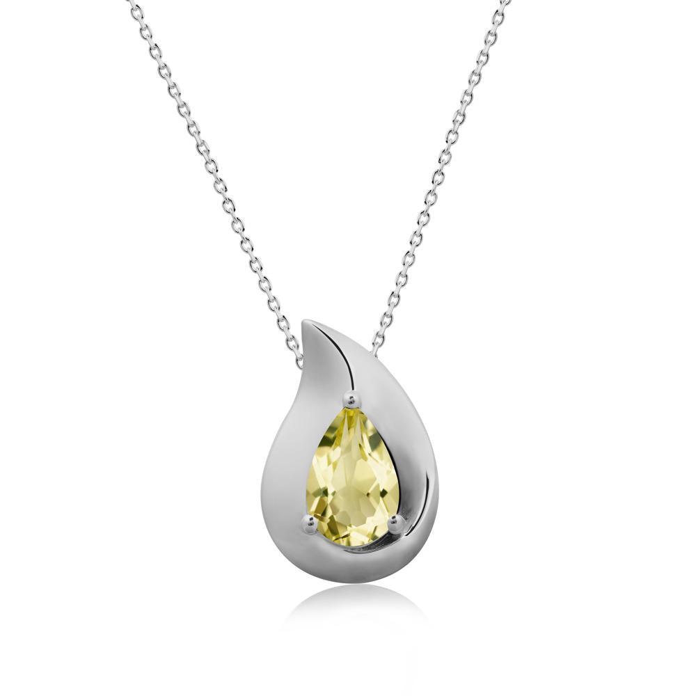 Simple Teardrop Lemon Quartz Necklace - LUO Jewelry #metal_platinum