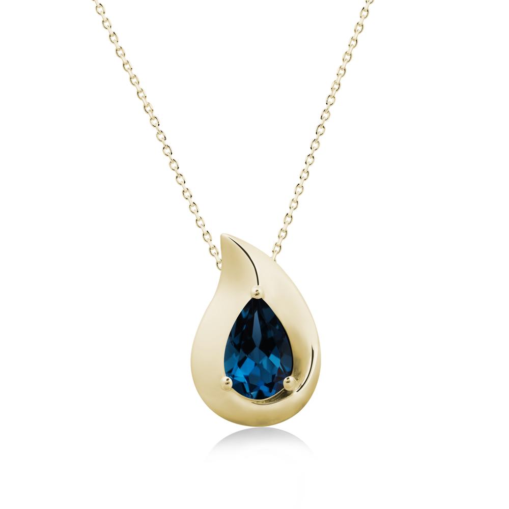 Simple Teardrop London Blue Topaz Pendant - LUO Jewelry #metal_14k yellow gold