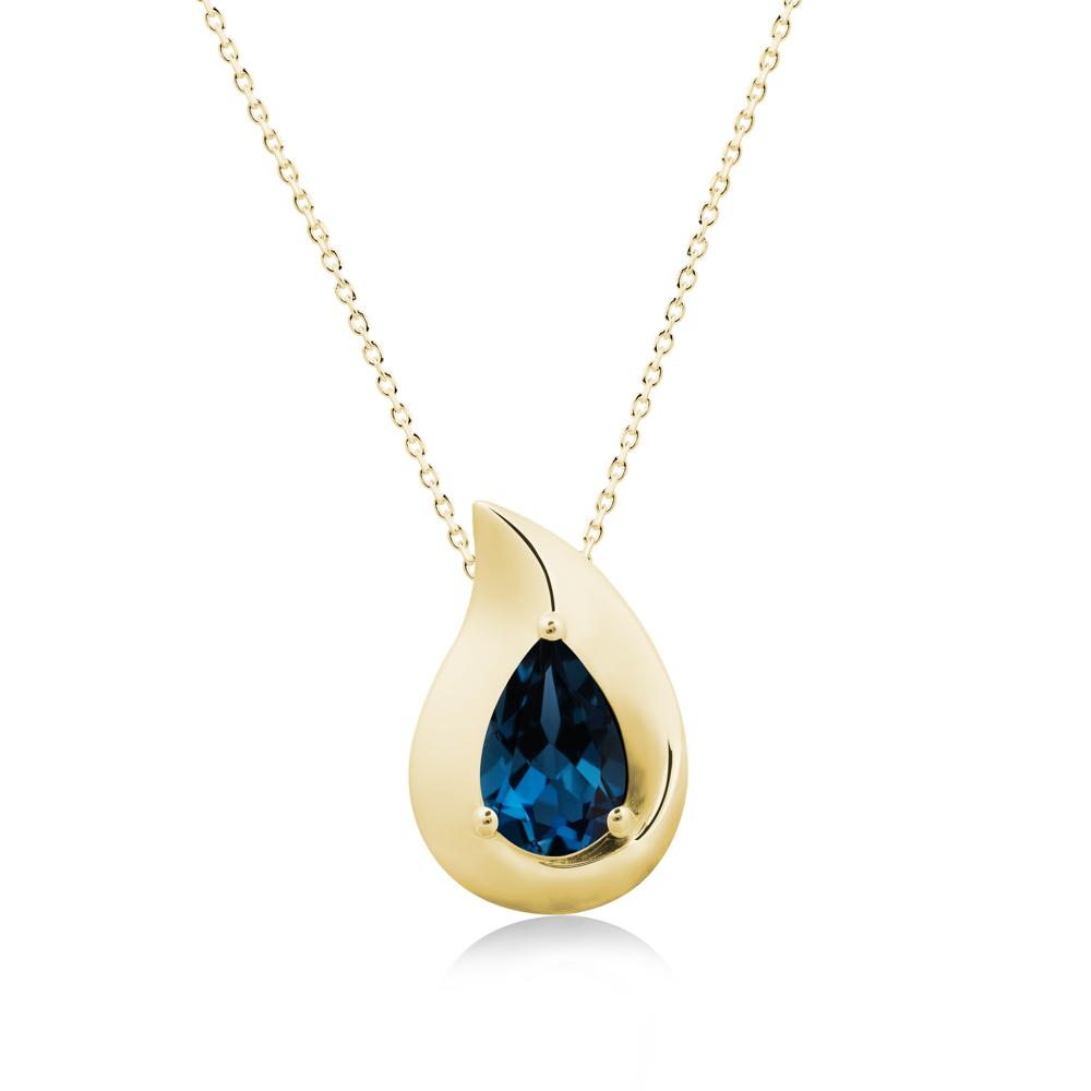 Simple Teardrop London Blue Topaz Pendant - LUO Jewelry #metal_18k yellow gold