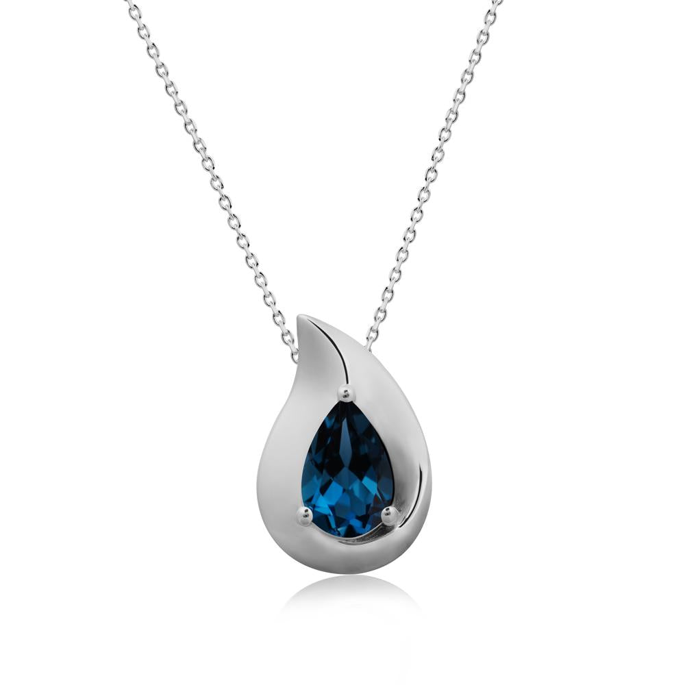 Simple Teardrop London Blue Topaz Pendant - LUO Jewelry #metal_platinum