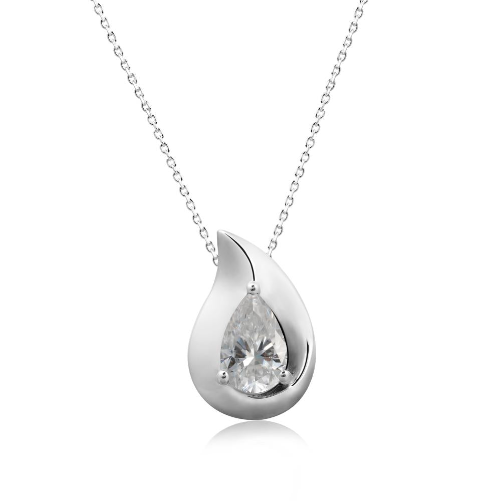 Simple Teardrop Moissanite Necklace - LUO Jewelry #metal_14k white gold