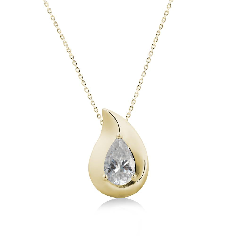 Simple Teardrop Moissanite Necklace - LUO Jewelry #metal_14k yellow gold