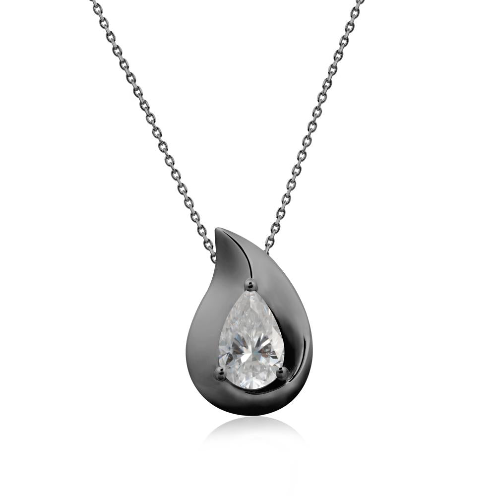 Simple Teardrop Moissanite Necklace - LUO Jewelry #metal_black finish sterling silver
