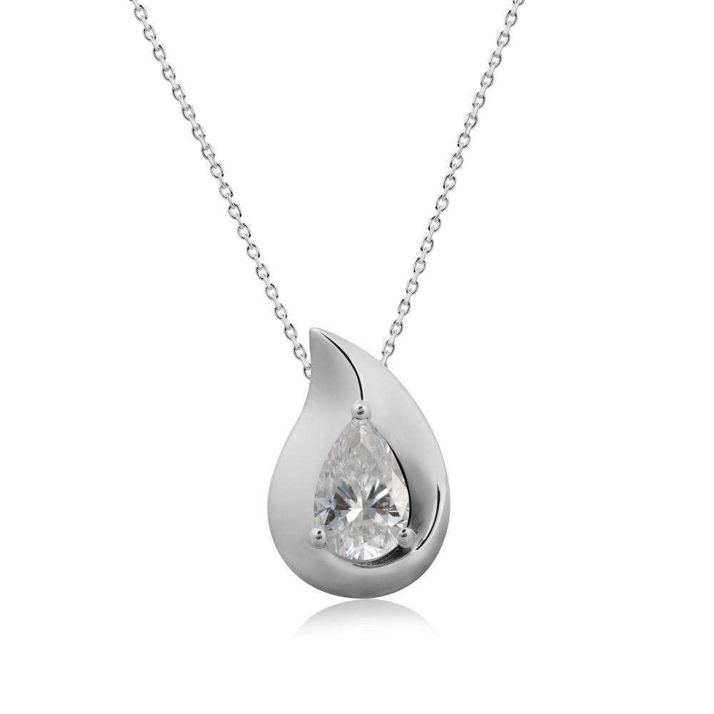 Simple Teardrop Moissanite Necklace - LUO Jewelry #metal_platinum
