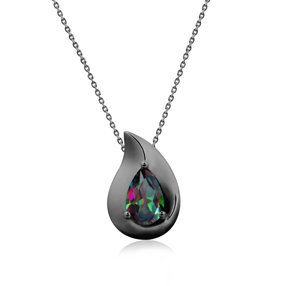Simple Teardrop Mystic Topaz Pendant - LUO Jewelry #metal_black finish sterling silver
