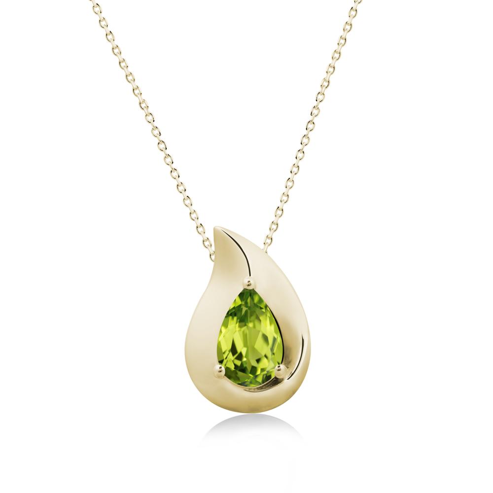 Simple Teardrop Peridot Necklace - LUO Jewelry #metal_14k yellow gold