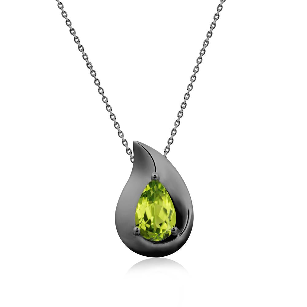 Simple Teardrop Peridot Necklace - LUO Jewelry #metal_black finish sterling silver