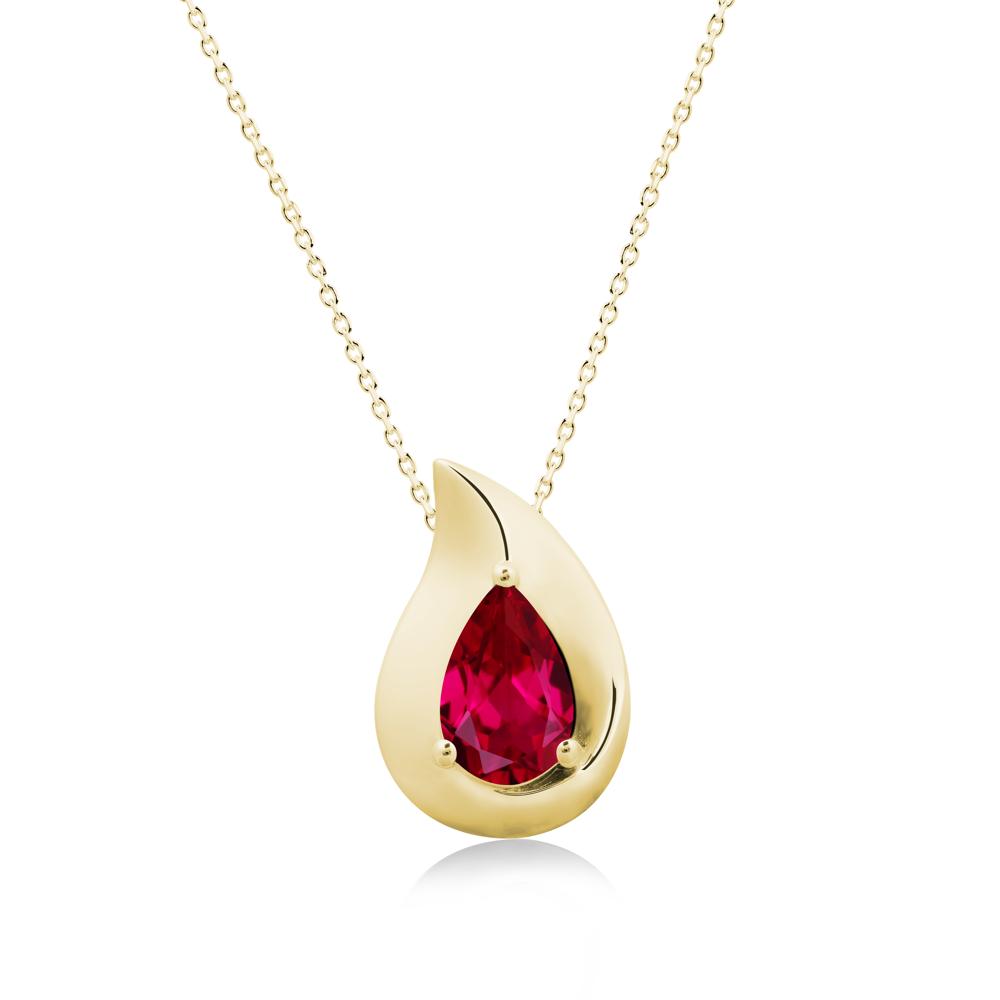 Simple Teardrop Ruby Necklace - LUO Jewelry #metal_18k yellow gold