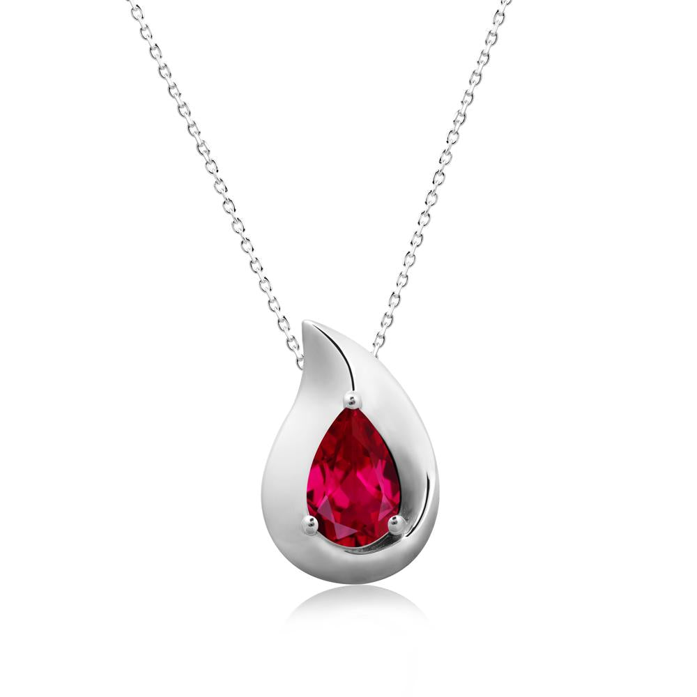 Simple Teardrop Ruby Necklace - LUO Jewelry #metal_sterling silver
