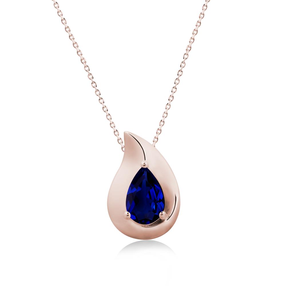 Simple Teardrop Sapphire Pendant - LUO Jewelry #metal_14k rose gold