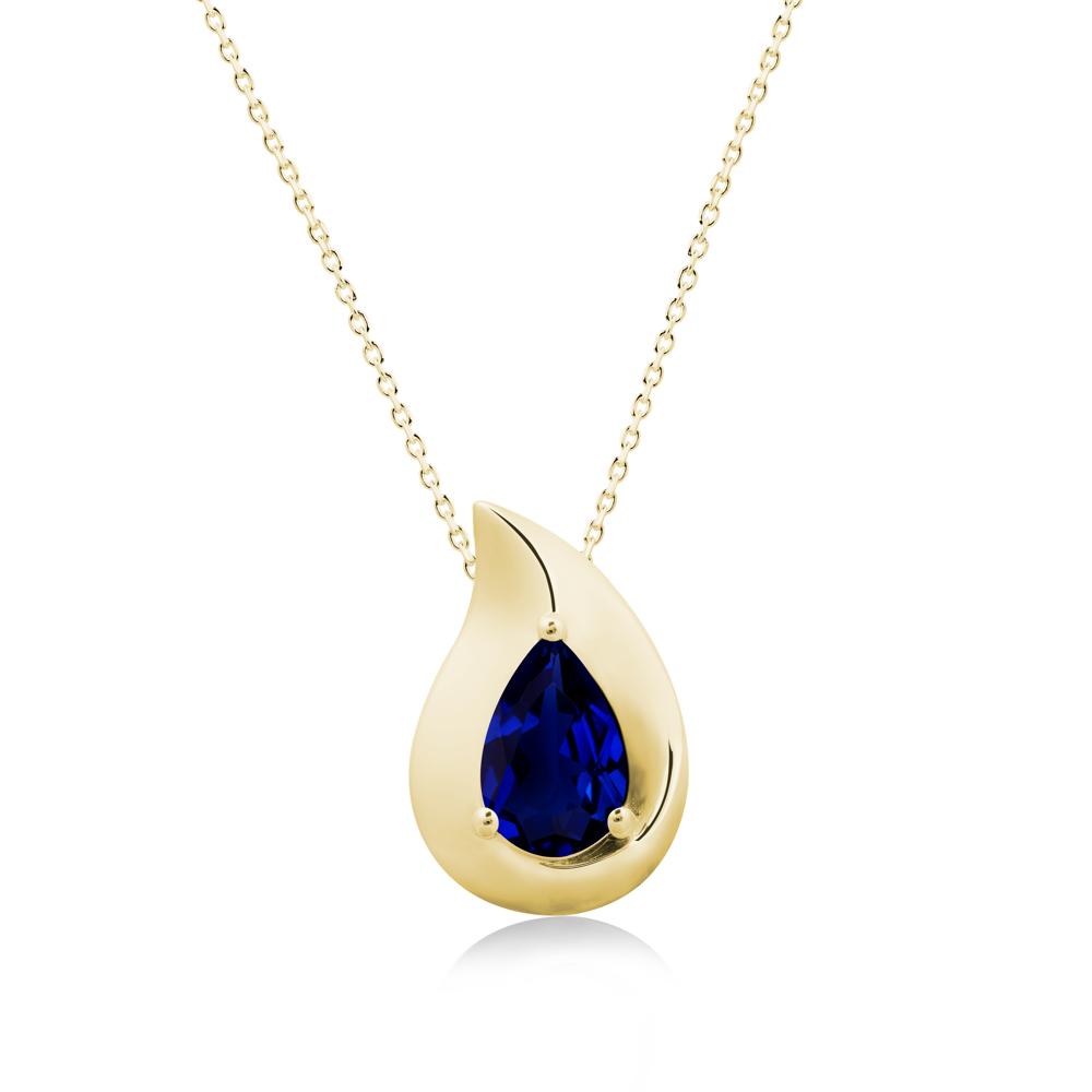 Simple Teardrop Sapphire Pendant - LUO Jewelry #metal_18k yellow gold