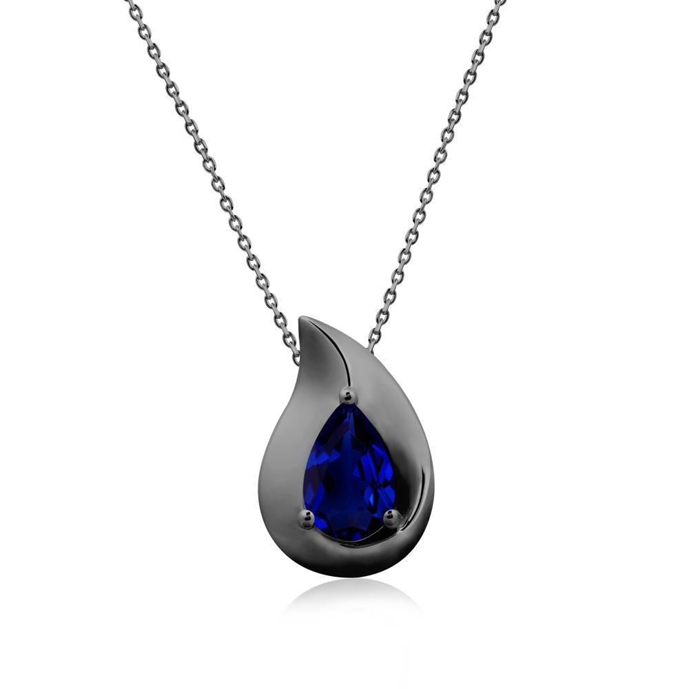 Simple Teardrop Sapphire Pendant - LUO Jewelry #metal_black finish sterling silver