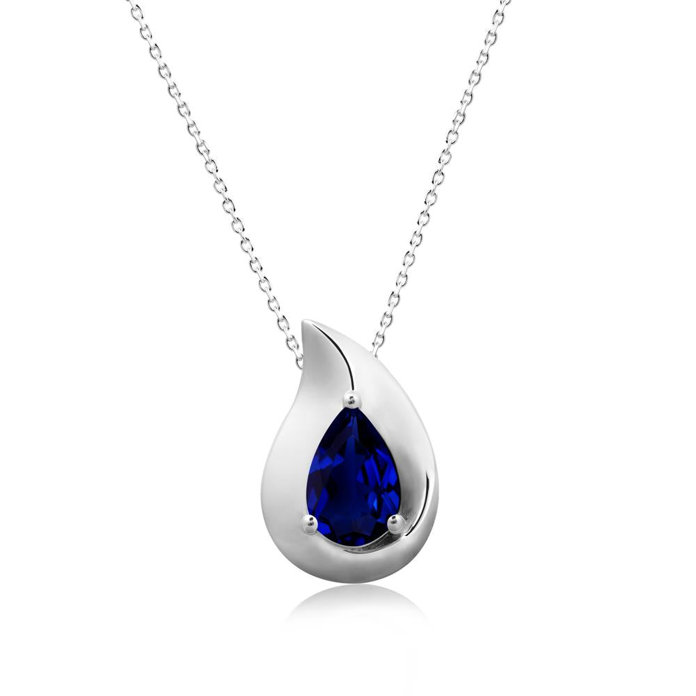 Simple Teardrop Sapphire Pendant - LUO Jewelry #metal_sterling silver