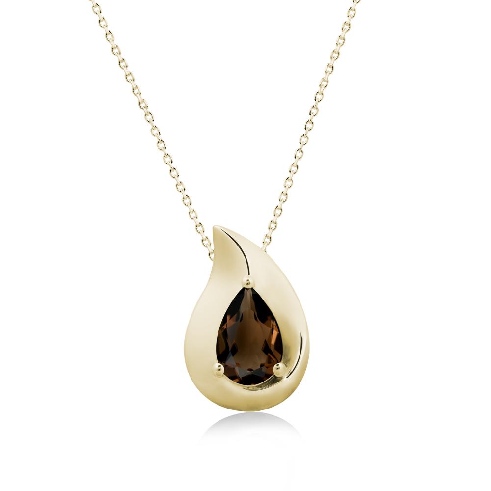Simple Teardrop Smoky Quartz Necklace - LUO Jewelry #metal_14k yellow gold