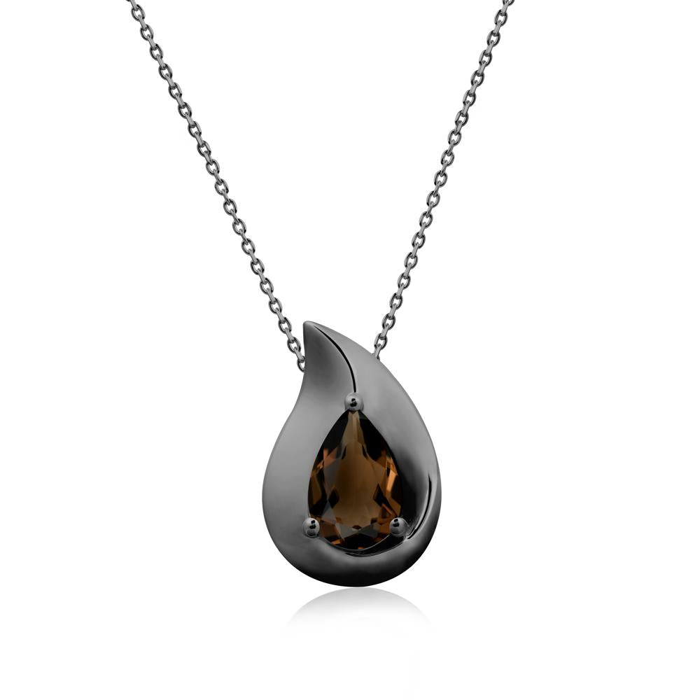 Simple Teardrop Smoky Quartz Necklace - LUO Jewelry #metal_black finish sterling silver