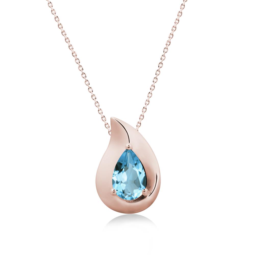 Simple Teardrop Swiss Blue Topaz Pendant - LUO Jewelry #metal_14k rose gold