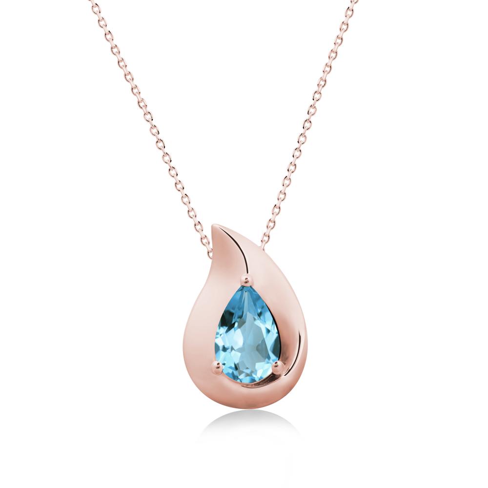 Simple Teardrop Swiss Blue Topaz Pendant - LUO Jewelry #metal_18k rose gold