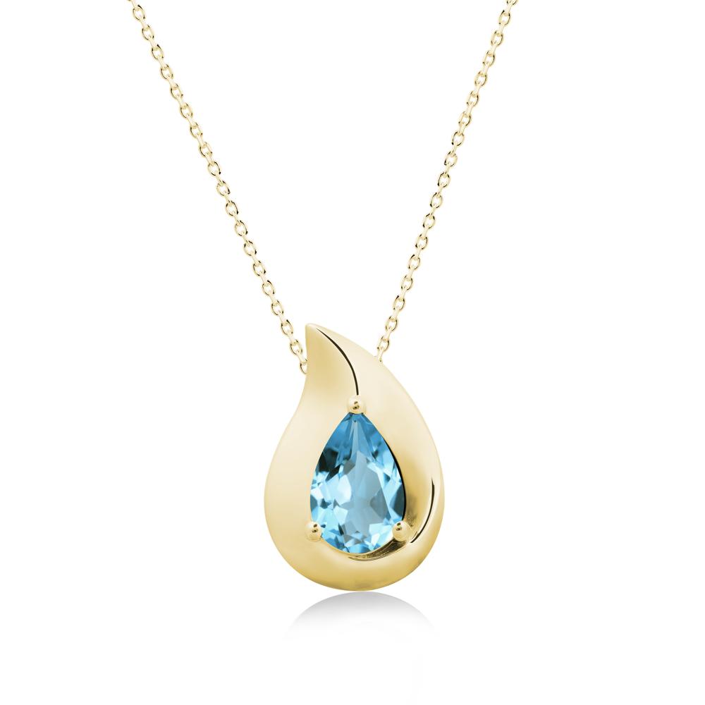 Simple Teardrop Swiss Blue Topaz Pendant - LUO Jewelry #metal_18k yellow gold