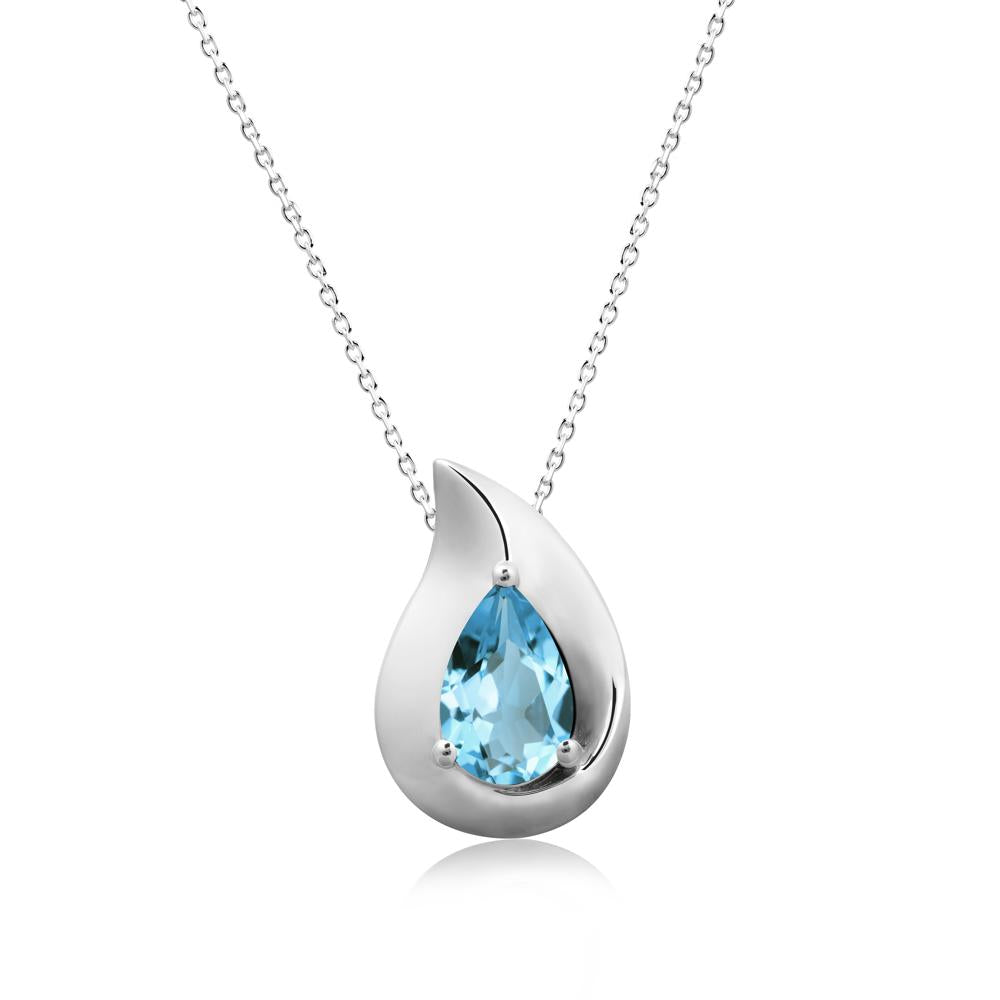 Simple Teardrop Swiss Blue Topaz Pendant - LUO Jewelry #metal_sterling silver