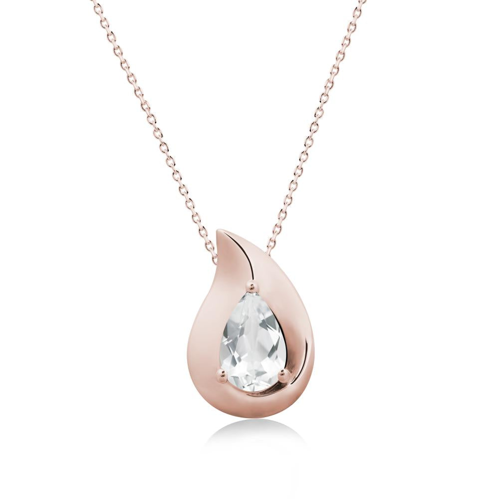 Simple Teardrop White Topaz Necklace - LUO Jewelry #metal_14k rose gold