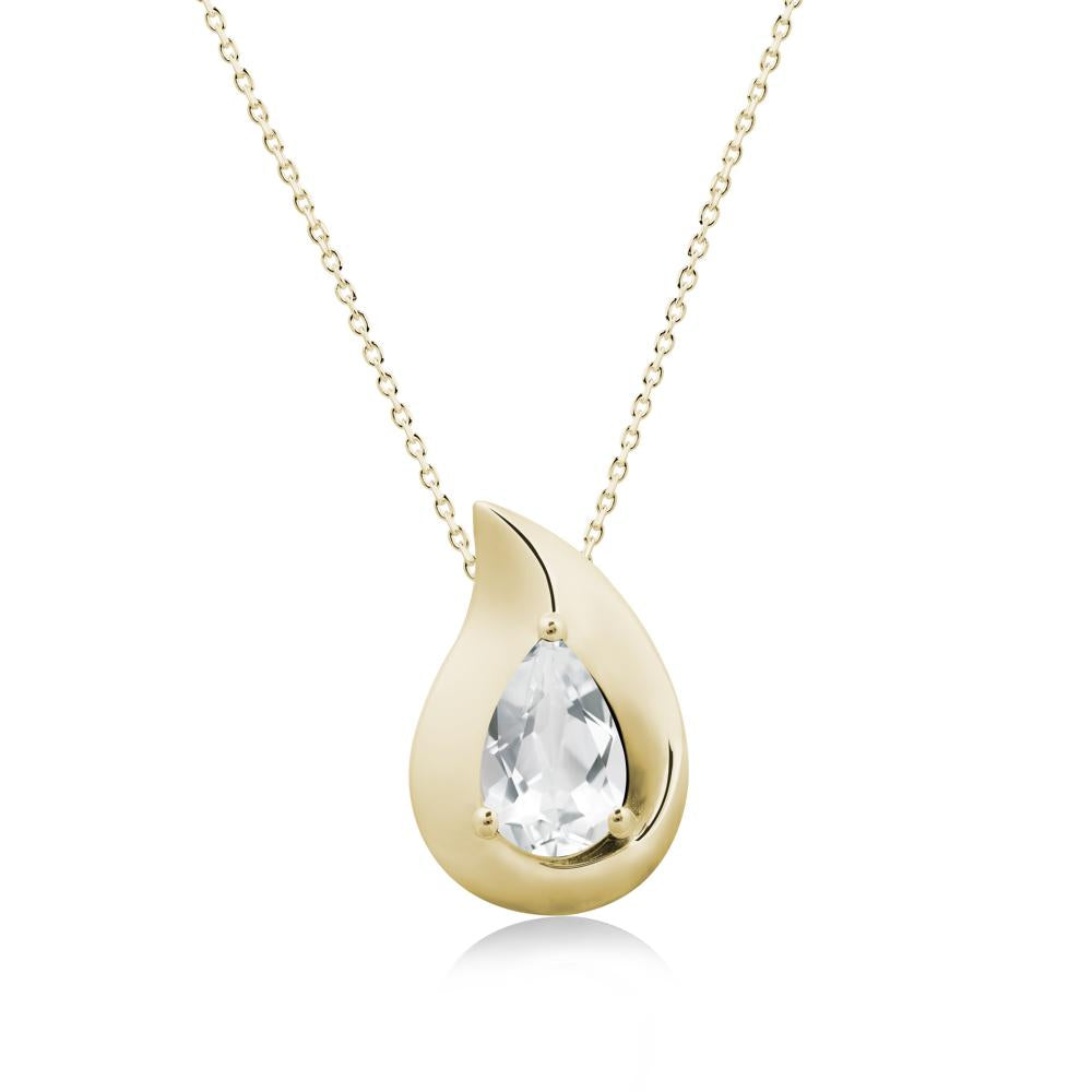 Simple Teardrop White Topaz Necklace - LUO Jewelry #metal_14k yellow gold