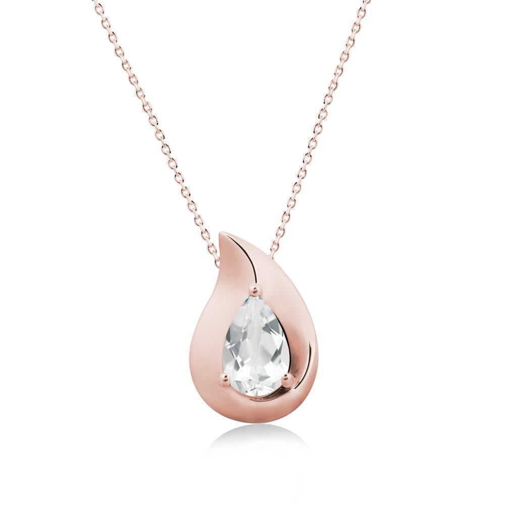 Simple Teardrop White Topaz Necklace - LUO Jewelry #metal_18k rose gold