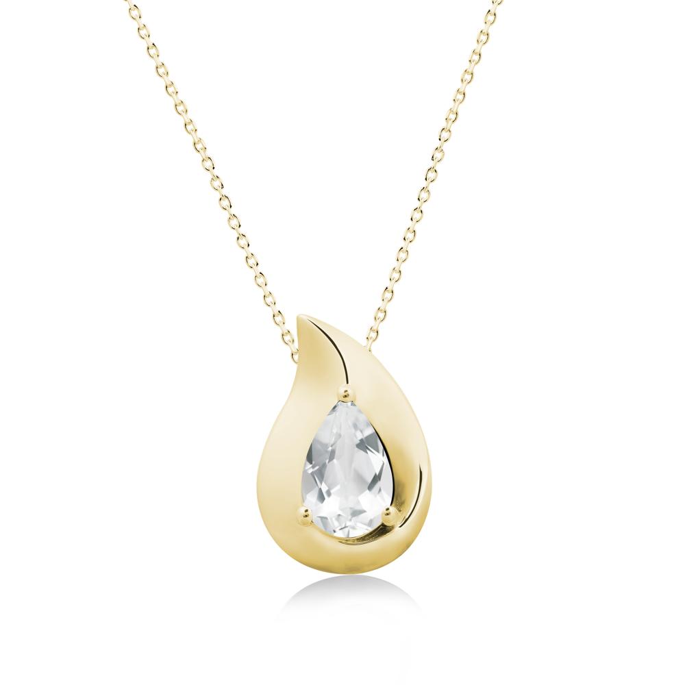 Simple Teardrop White Topaz Necklace - LUO Jewelry #metal_18k yellow gold