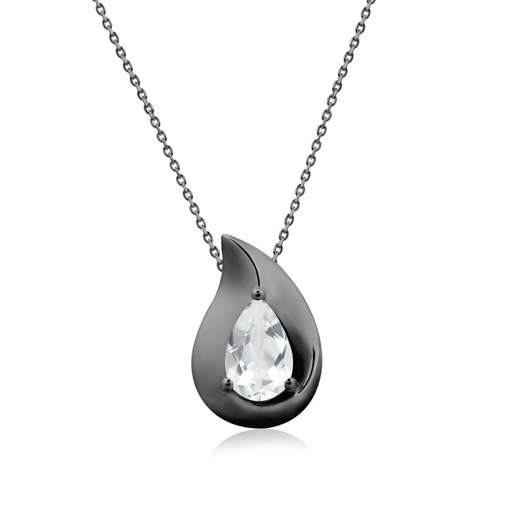 Simple Teardrop White Topaz Necklace - LUO Jewelry #metal_black finish sterling silver