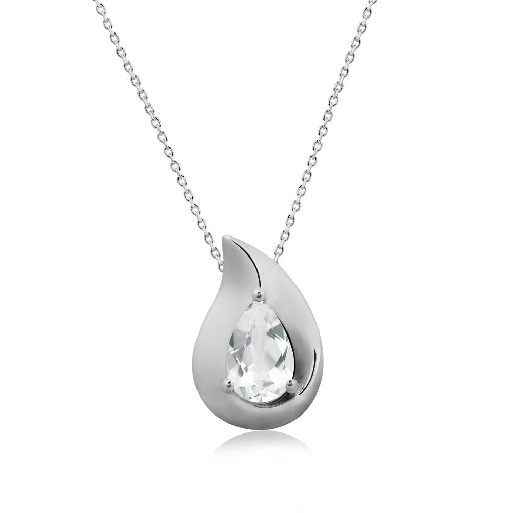 Simple Teardrop White Topaz Necklace - LUO Jewelry #metal_platinum