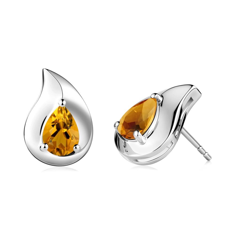 Unique Teardrop Citrine Stud Earrings - LUO Jewelry #metal_14k white gold