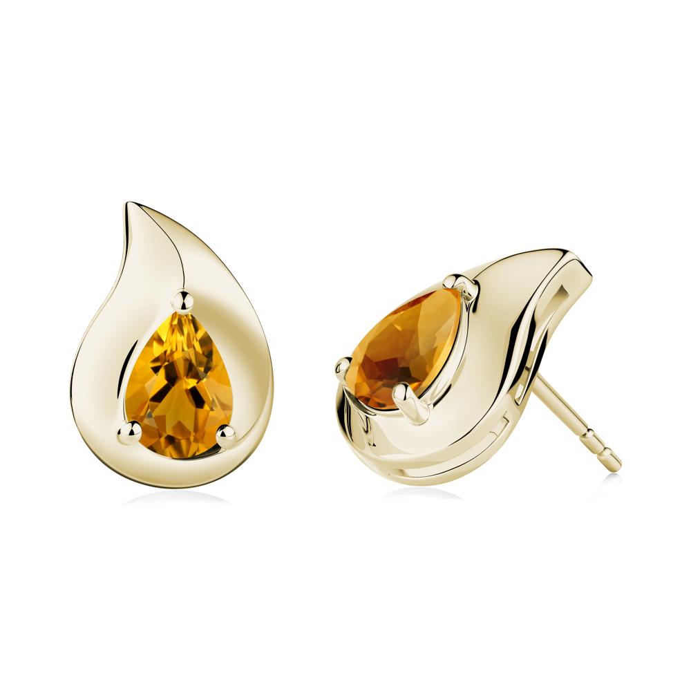 Unique Teardrop Citrine Stud Earrings - LUO Jewelry #metal_14k yellow gold