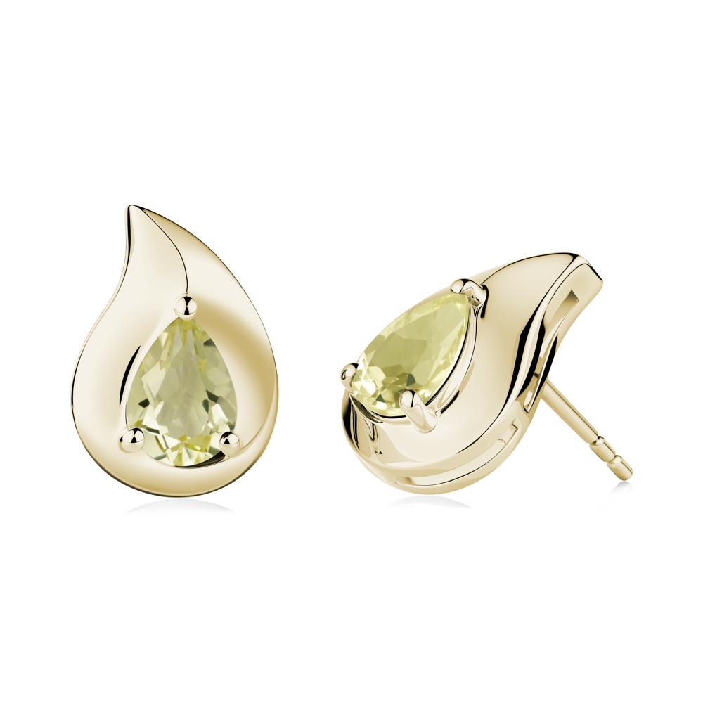 Simple Teardrop Stud Lemon Quartz Earrings - LUO Jewelry #metal_14k yellow gold
