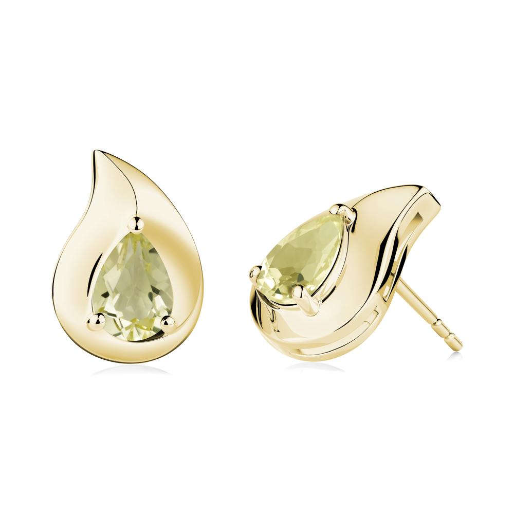 Simple Teardrop Stud Lemon Quartz Earrings - LUO Jewelry #metal_18k yellow gold