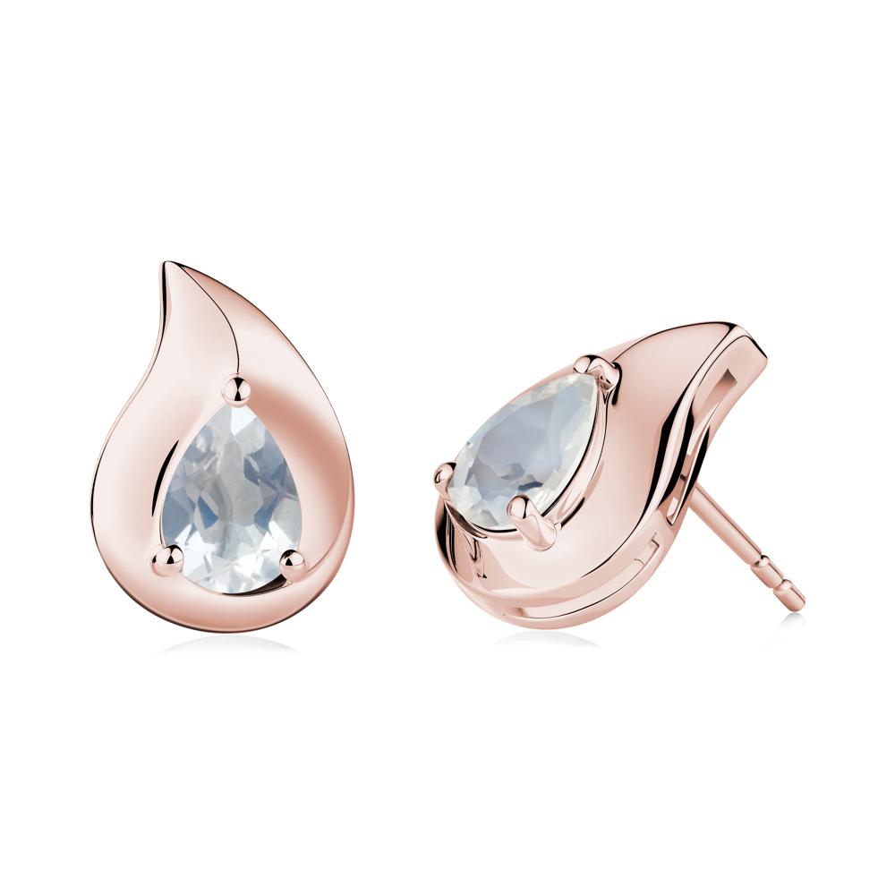 Unique Teardrop Moonstone Stud Earrings - LUO Jewelry #metal_18k rose gold