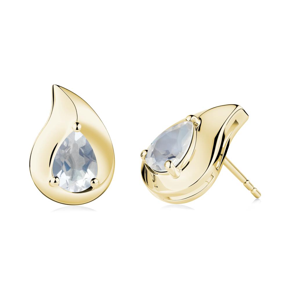 Unique Teardrop Moonstone Stud Earrings - LUO Jewelry #metal_18k yellow gold