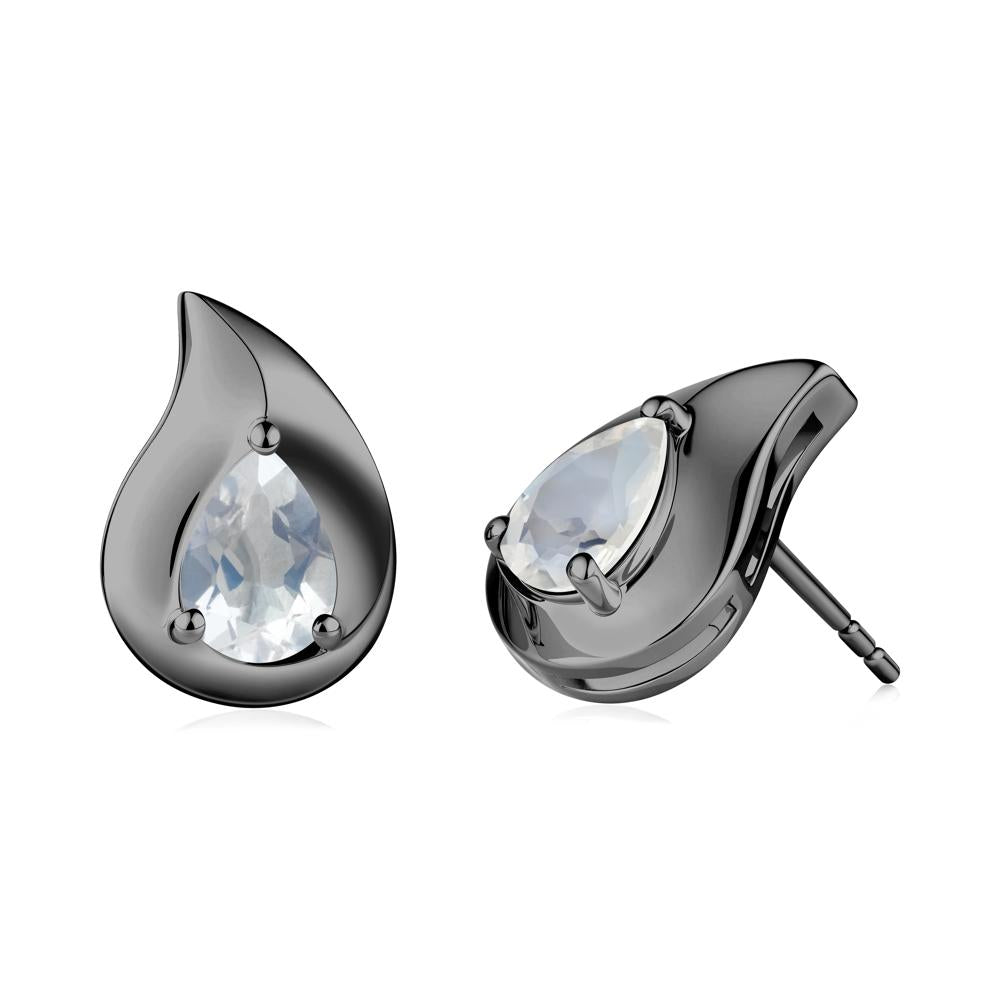 Unique Teardrop Moonstone Stud Earrings - LUO Jewelry #metal_black finish sterling silver