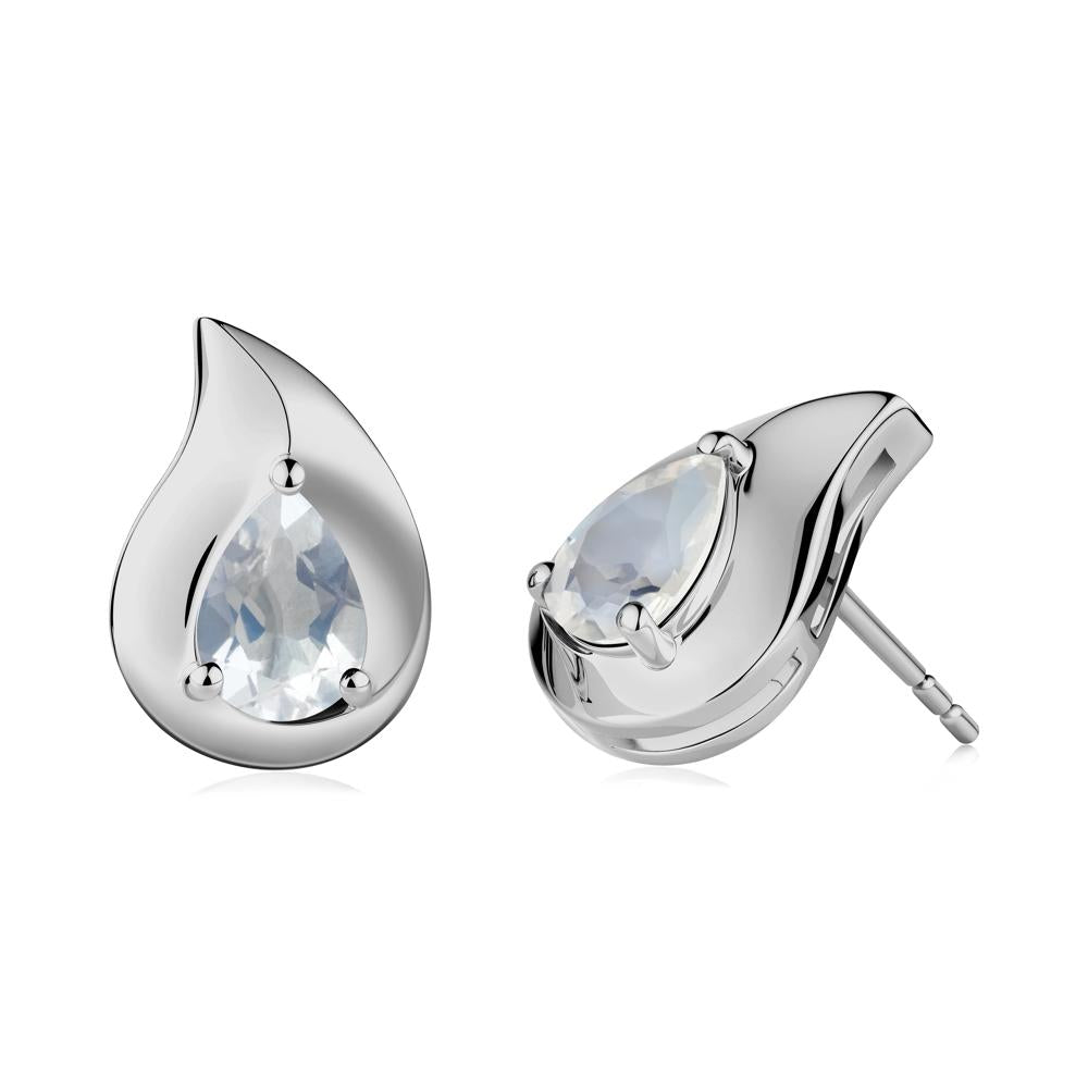 Unique Teardrop Moonstone Stud Earrings - LUO Jewelry #metal_platinum
