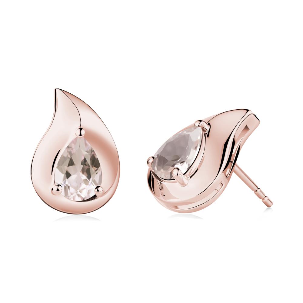 Unique Teardrop Morganite Stud Earrings - LUO Jewelry #metal_18k rose gold
