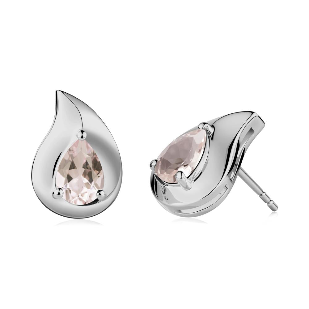 Unique Teardrop Morganite Stud Earrings - LUO Jewelry #metal_platinum