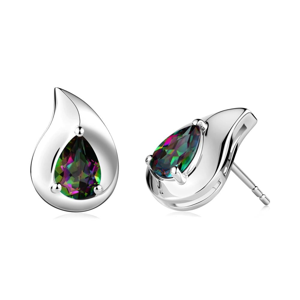 Unique Teardrop Mystic Topaz Stud Earrings - LUO Jewelry #metal_14k white gold