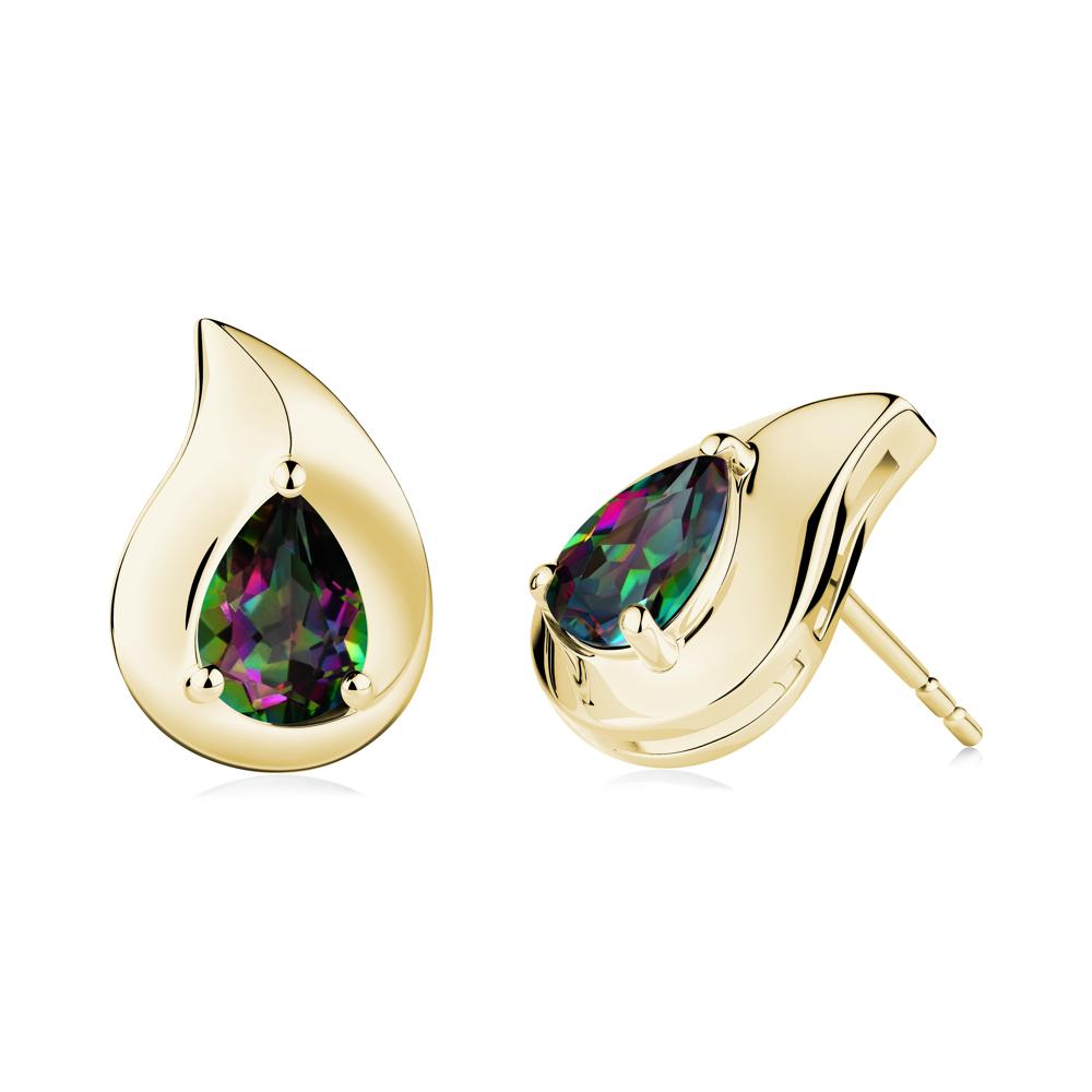 Unique Teardrop Mystic Topaz Stud Earrings - LUO Jewelry #metal_18k yellow gold