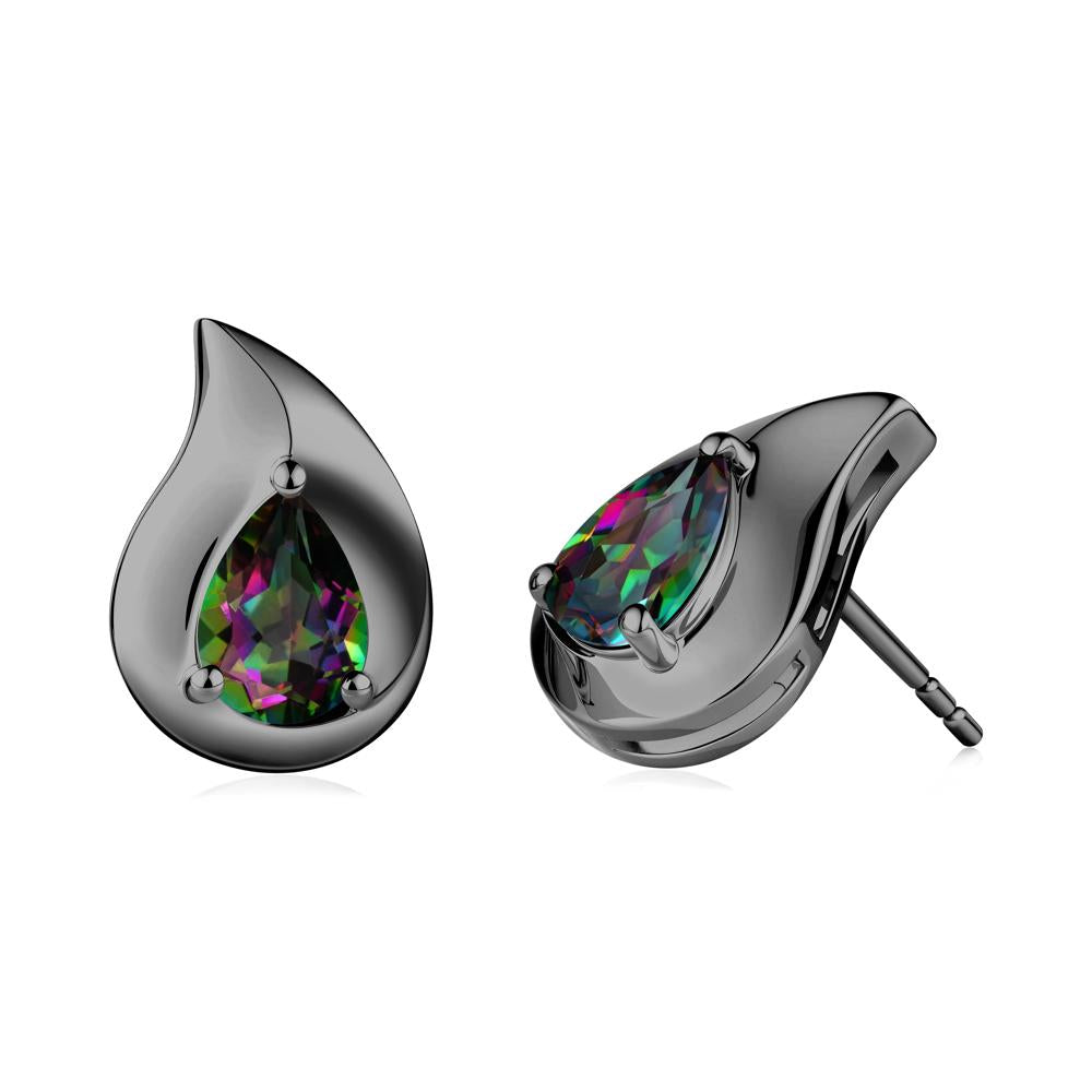 Unique Teardrop Mystic Topaz Stud Earrings - LUO Jewelry #metal_black finish sterling silver