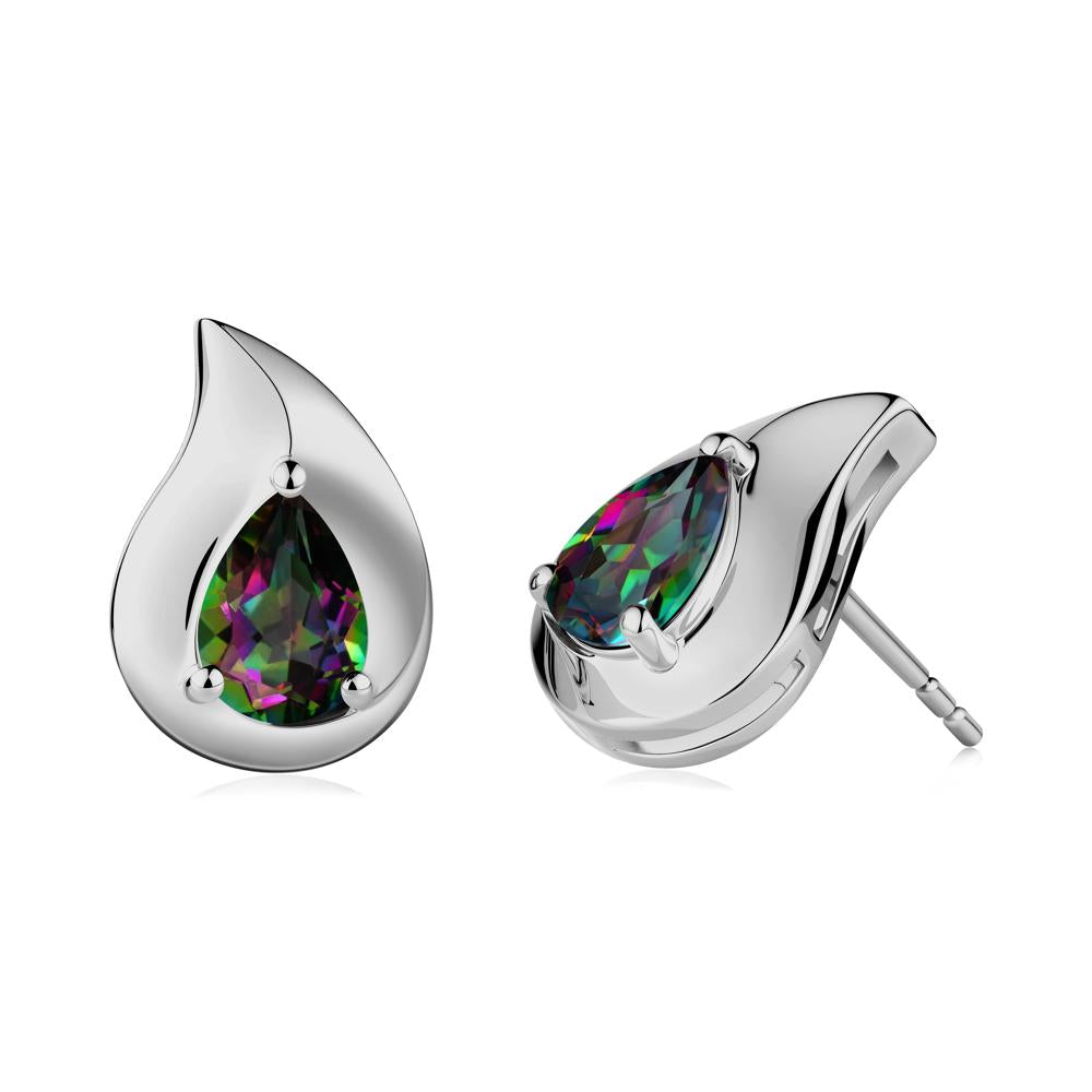 Unique Teardrop Mystic Topaz Stud Earrings - LUO Jewelry #metal_platinum