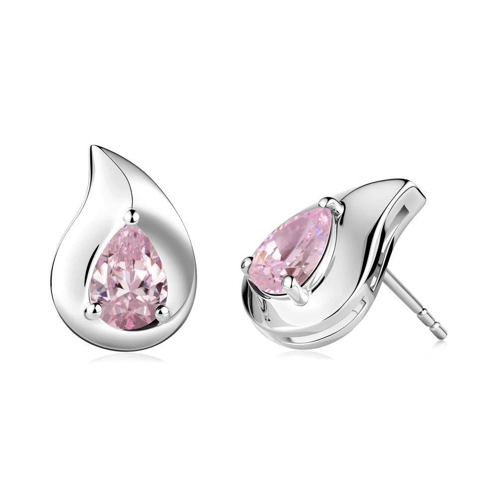 Unique Teardrop Pink Cubic Zirconia Stud Earrings - LUO Jewelry #metal_sterling silver