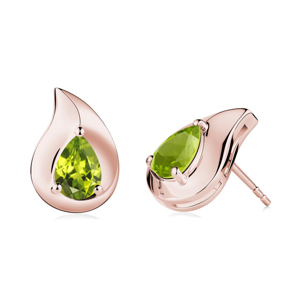 Simple Teardrop Stud Peridot Earrings - LUO Jewelry #metal_18k rose gold