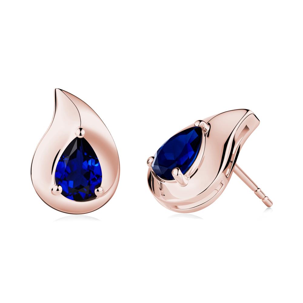 Simple Teardrop Stud Sapphire Earrings - LUO Jewelry #metal_18k rose gold